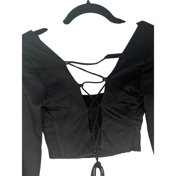 2/$30 ZARA Medium Black Lace-Up Back Crop Top - Picture 11 of 14